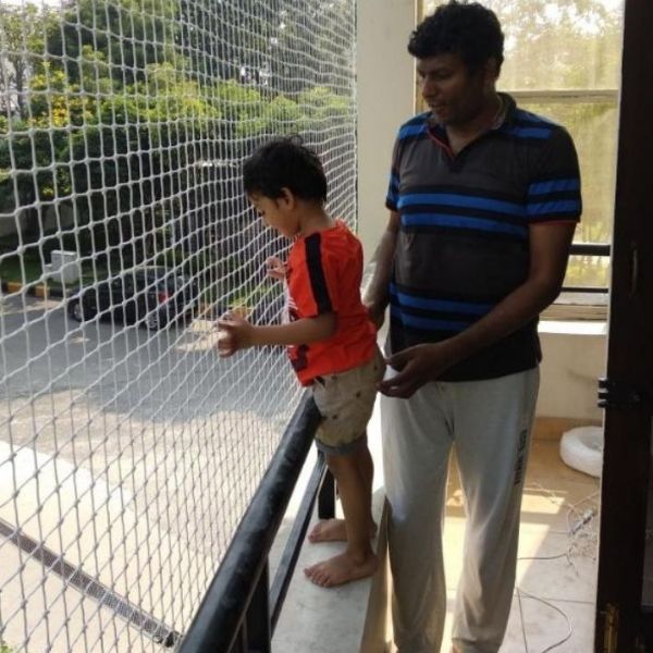 Premium children safety nets installed in Hyderabad by Neeraj Safety Nets to protect kids from accidental falls on balconies, windows, and terraces, ensuring safety and peace of mind.