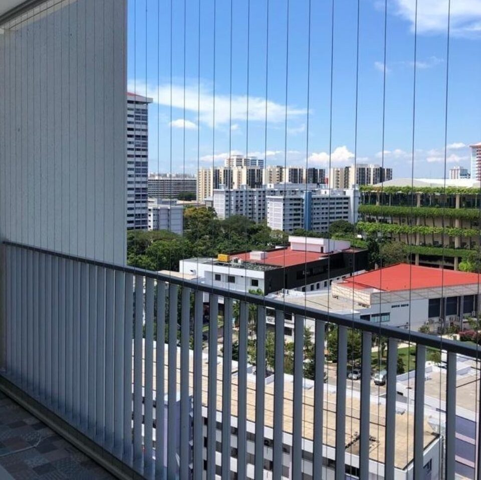 Premium invisible grills installed in Hyderabad by Neeraj Safety Nets, offering safety for children and pets without compromising aesthetics or obstructing the view.